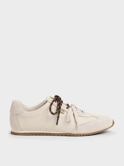 CHARLES & KEITH Signature | Jace Leather & Suede Sneakers - Chalk