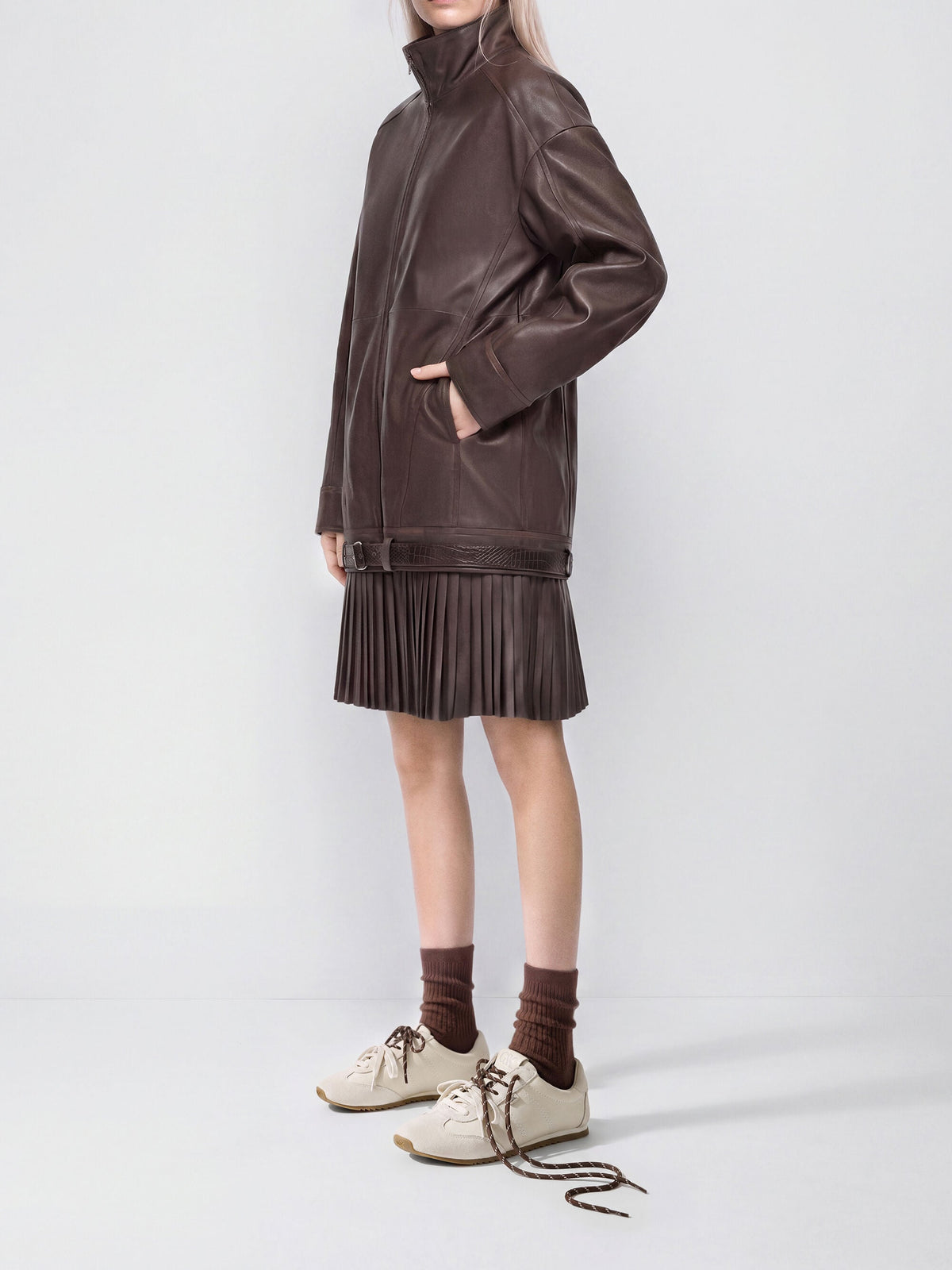 CHARLES & KEITH Signature | Jace Leather & Suede Sneakers - Chalk