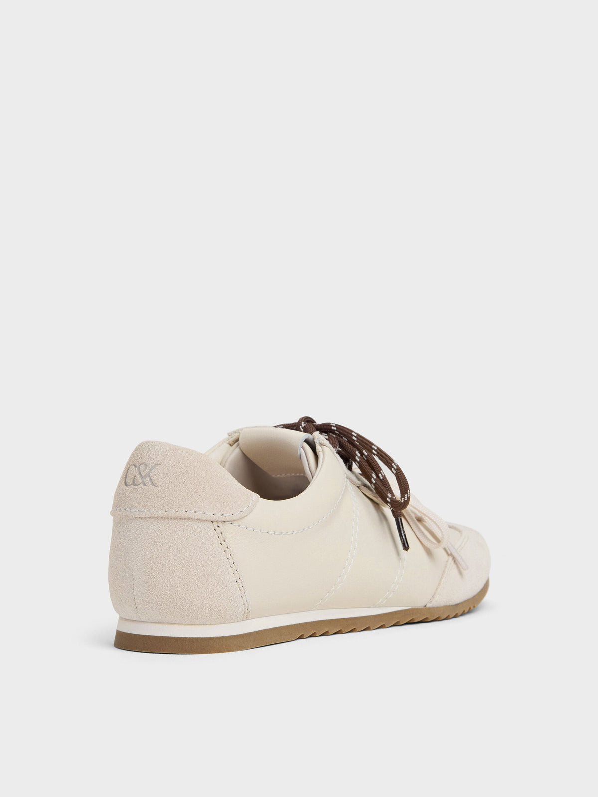 CHARLES & KEITH Signature | Jace Leather & Suede Sneakers - Chalk