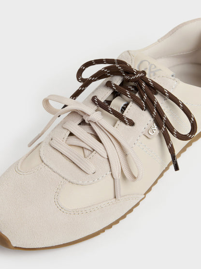 CHARLES & KEITH Signature | Jace Leather & Suede Sneakers - Chalk