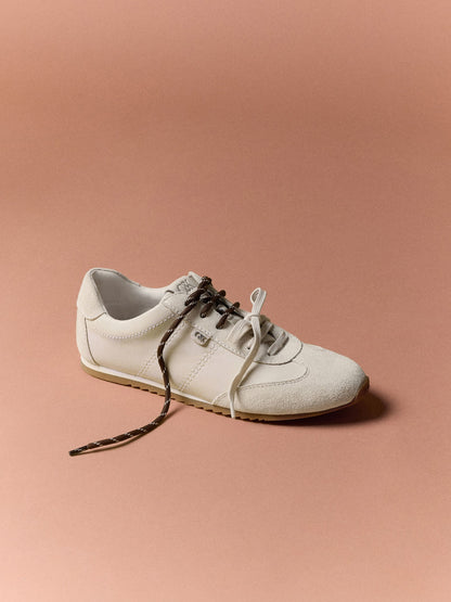 CHARLES & KEITH Signature | Jace Leather & Suede Sneakers - Chalk
