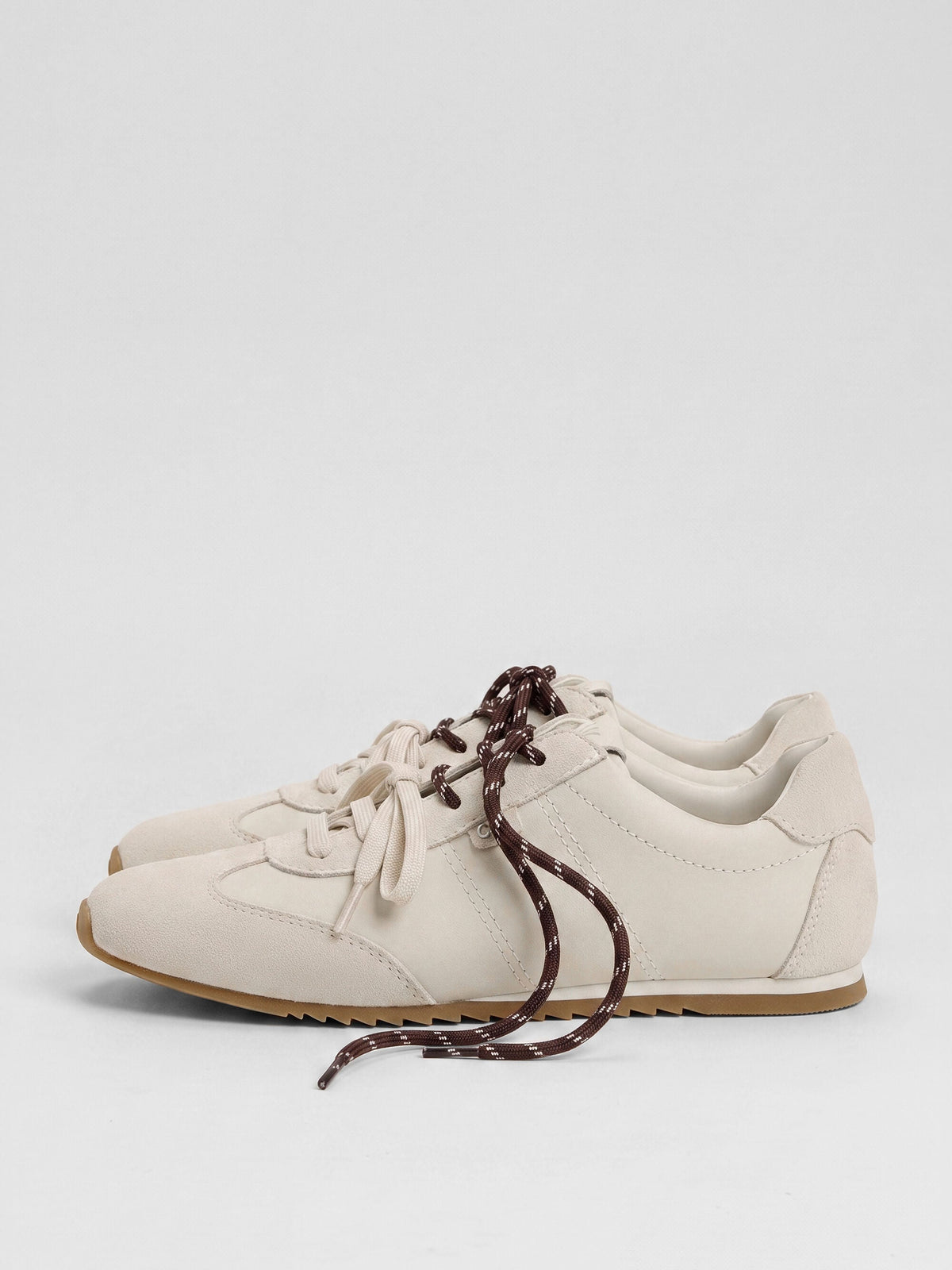 CHARLES & KEITH Signature | Jace Leather & Suede Sneakers - Chalk