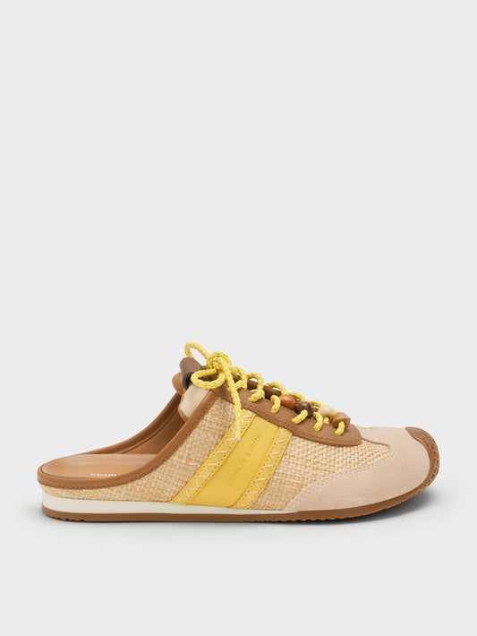 CHARLES & KEITH Customer Favorite | Suede Woven Slip-On Sneakers - Beige
