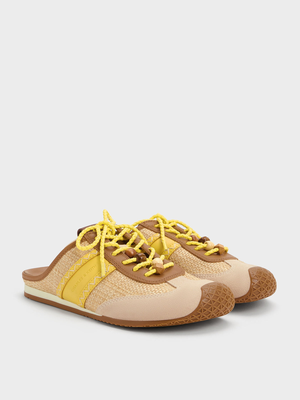 CHARLES & KEITH Customer Favorite | Suede Woven Slip-On Sneakers - Beige