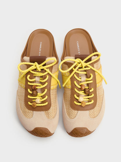 CHARLES & KEITH Customer Favorite | Suede Woven Slip-On Sneakers - Beige