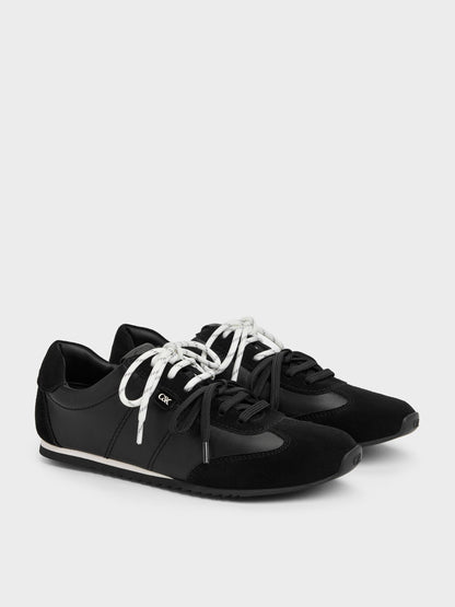 CHARLES & KEITH Quality | Jace Leather & Suede Sneakers - Black