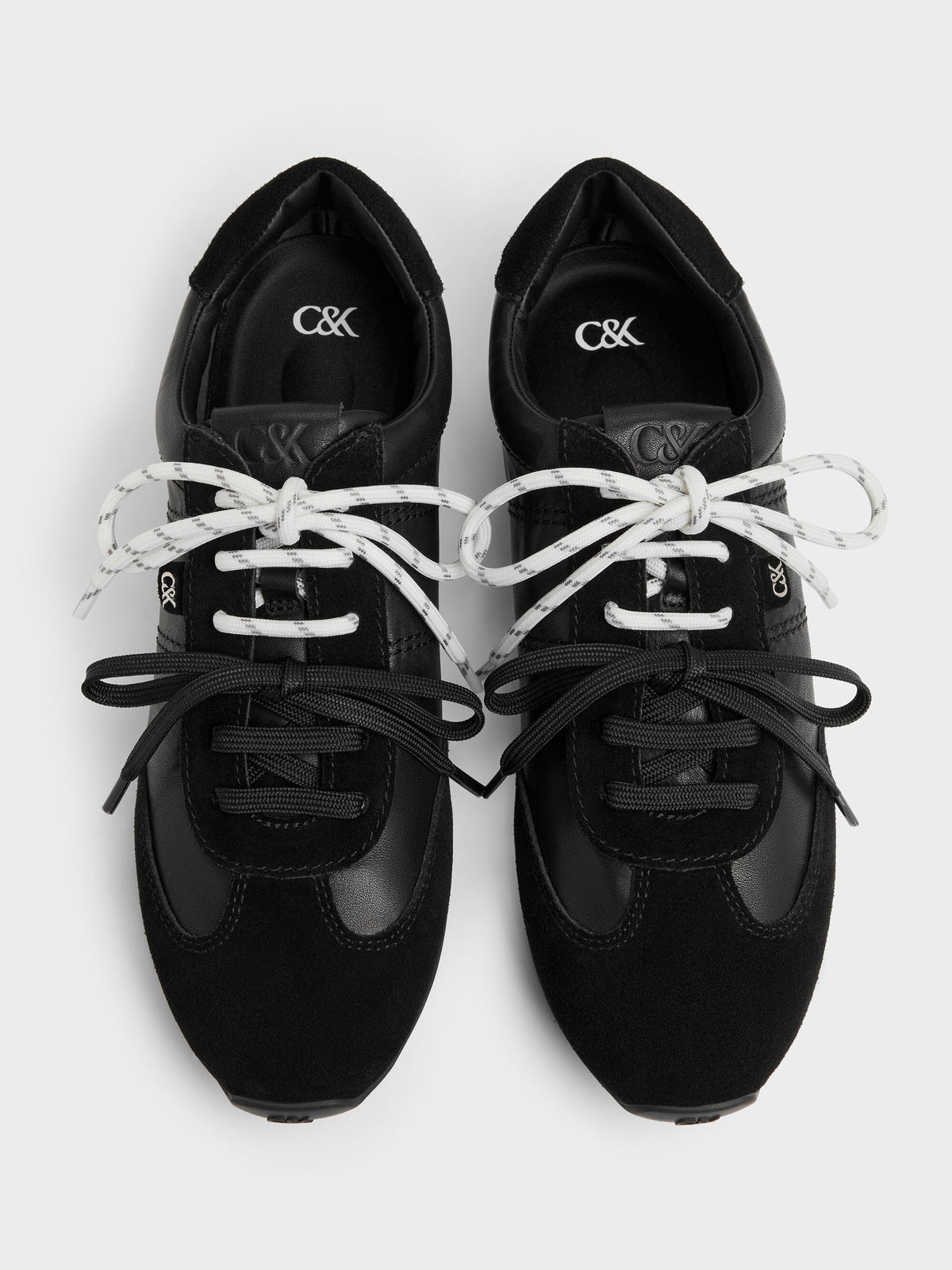 CHARLES & KEITH Quality | Jace Leather & Suede Sneakers - Black
