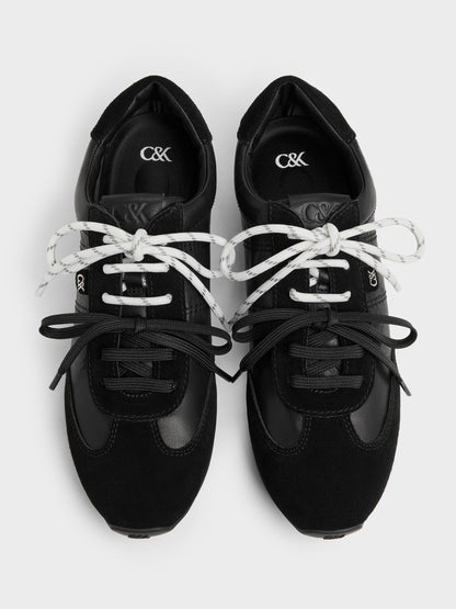 CHARLES & KEITH Quality | Jace Leather & Suede Sneakers - Black