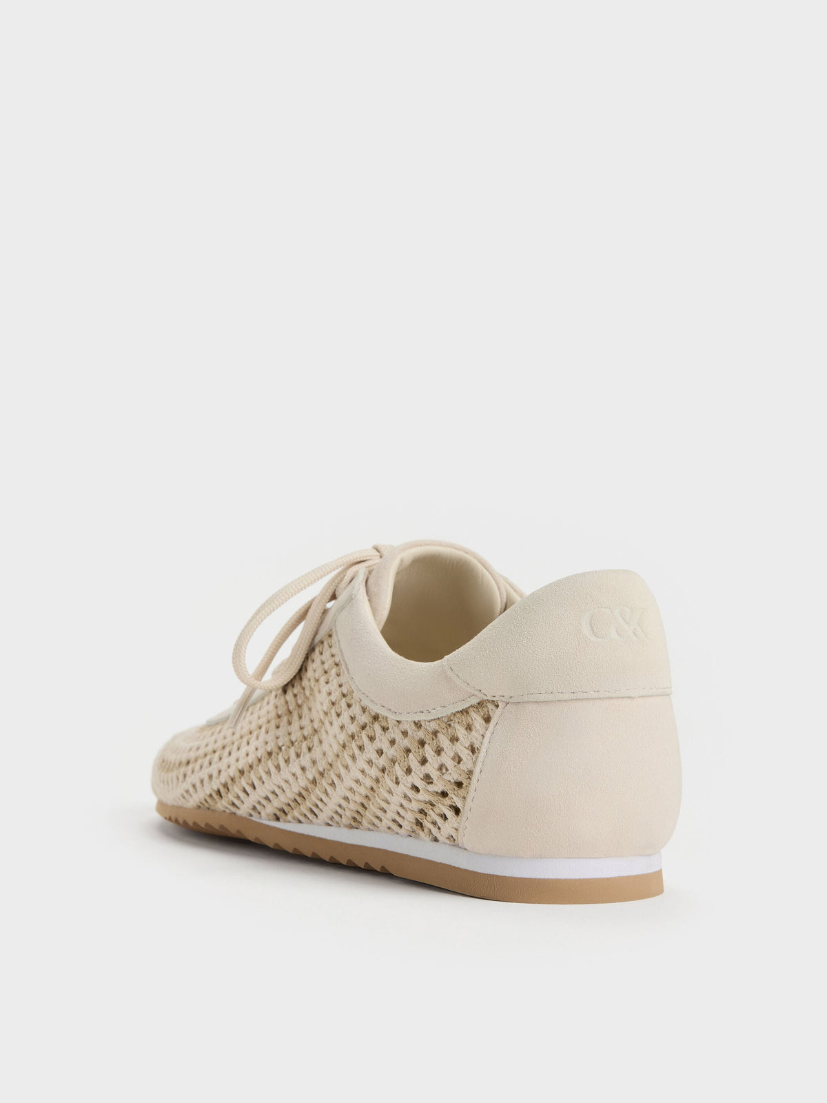 CHARLES & KEITH Recommended | Jace Crochet & Suede Flower Sneakers - Chalk
