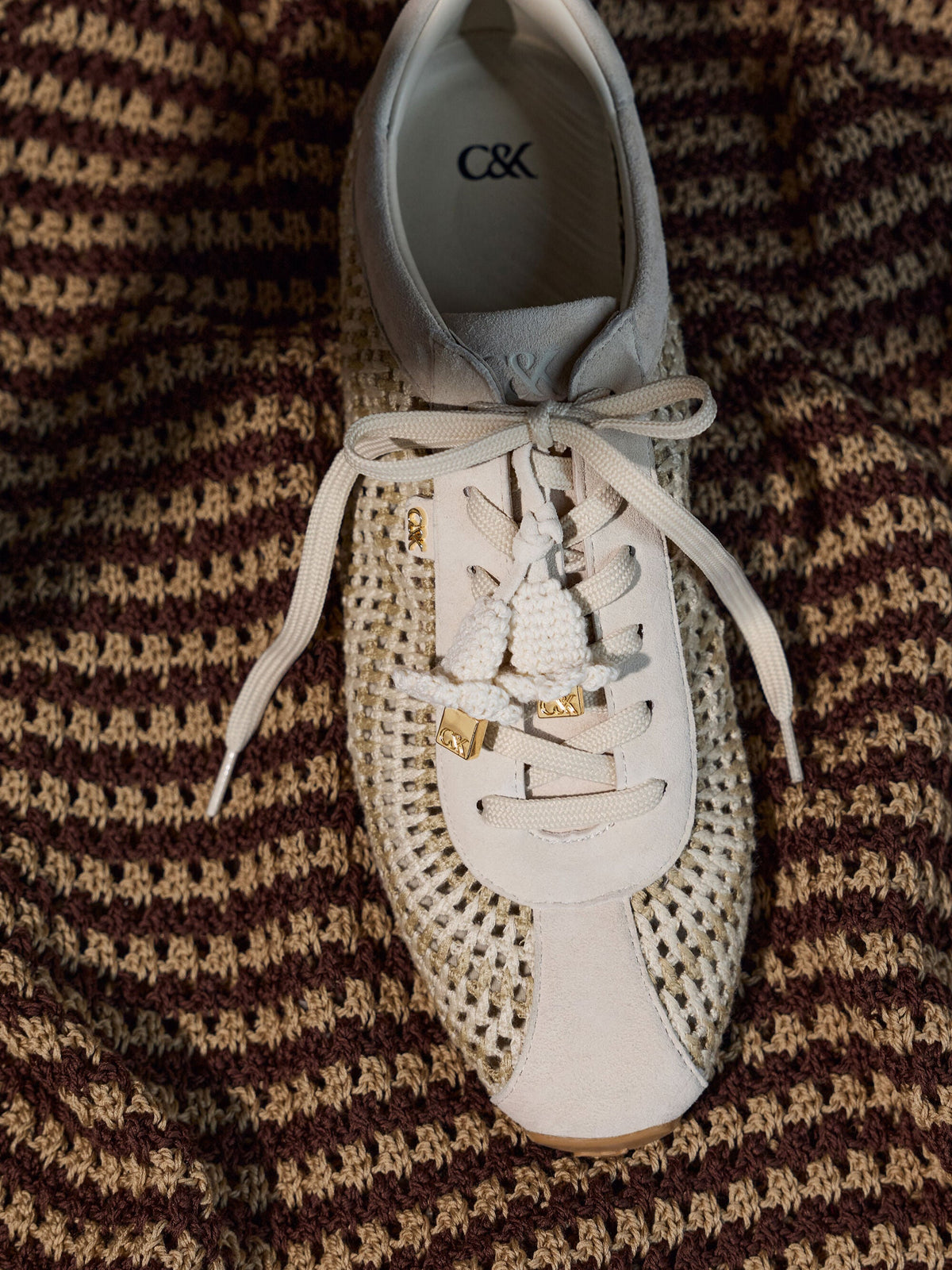 CHARLES & KEITH Recommended | Jace Crochet & Suede Flower Sneakers - Chalk