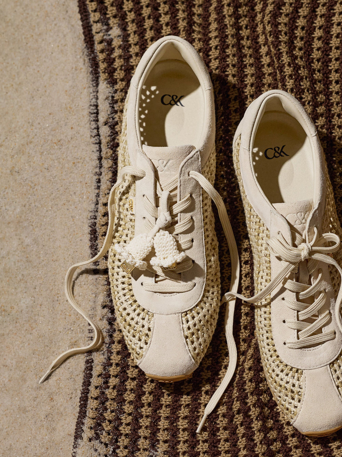 CHARLES & KEITH Recommended | Jace Crochet & Suede Flower Sneakers - Chalk