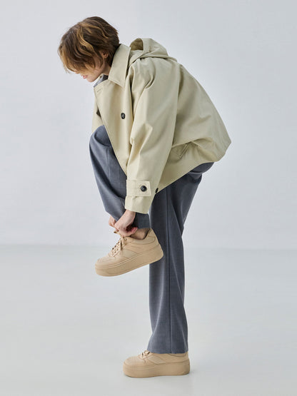 CHARLES & KEITH Premium | Faux Suede Platform Sneakers - Beige