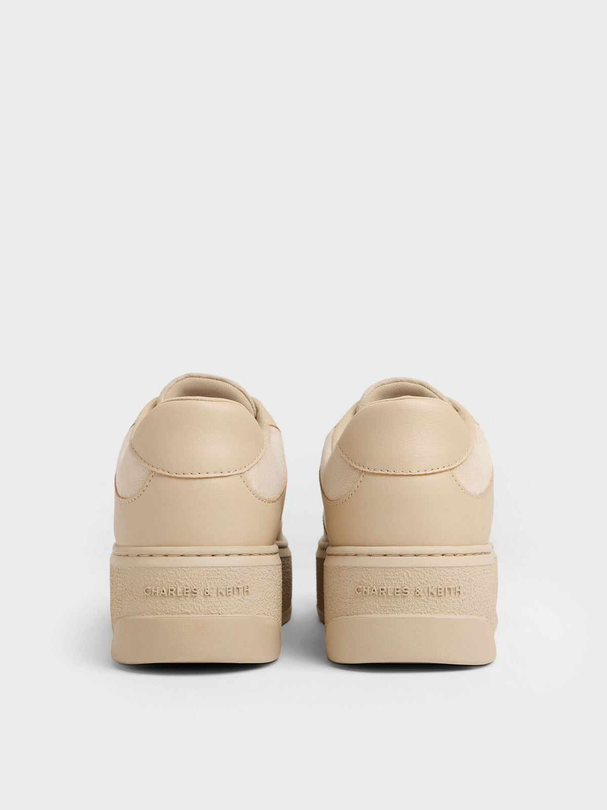 CHARLES & KEITH Premium | Faux Suede Platform Sneakers - Beige
