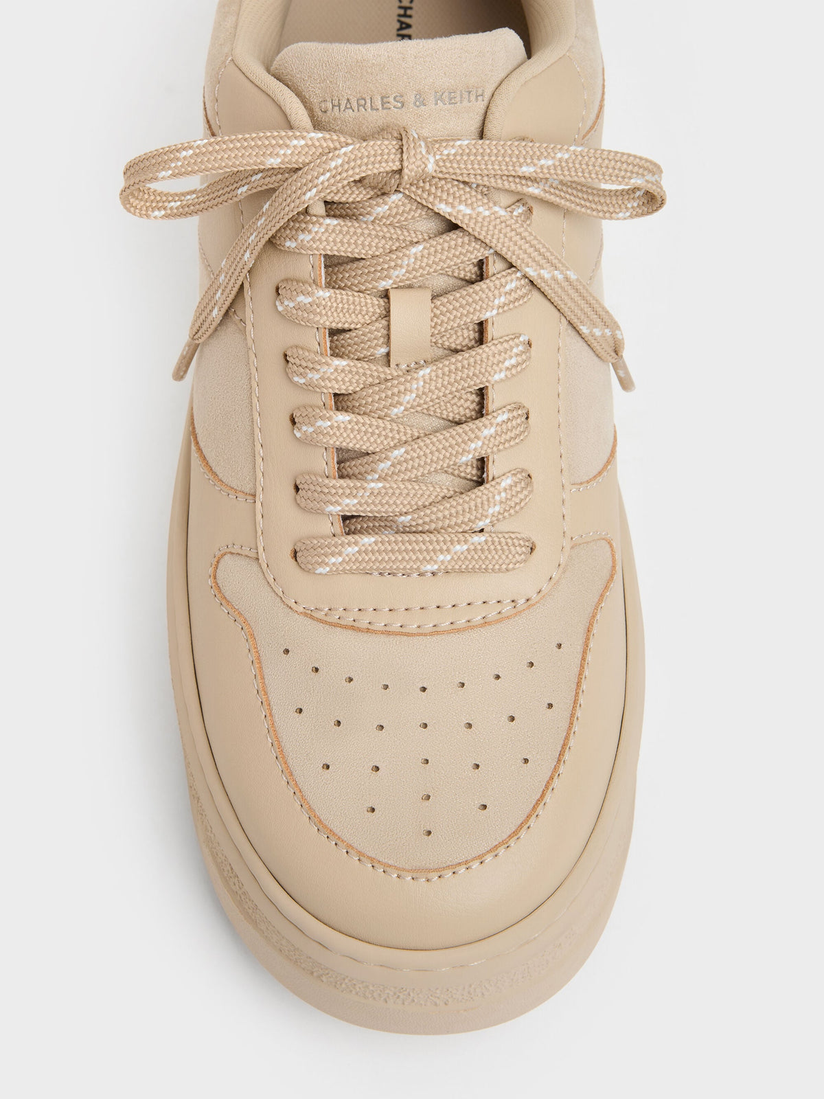 CHARLES & KEITH Premium | Faux Suede Platform Sneakers - Beige