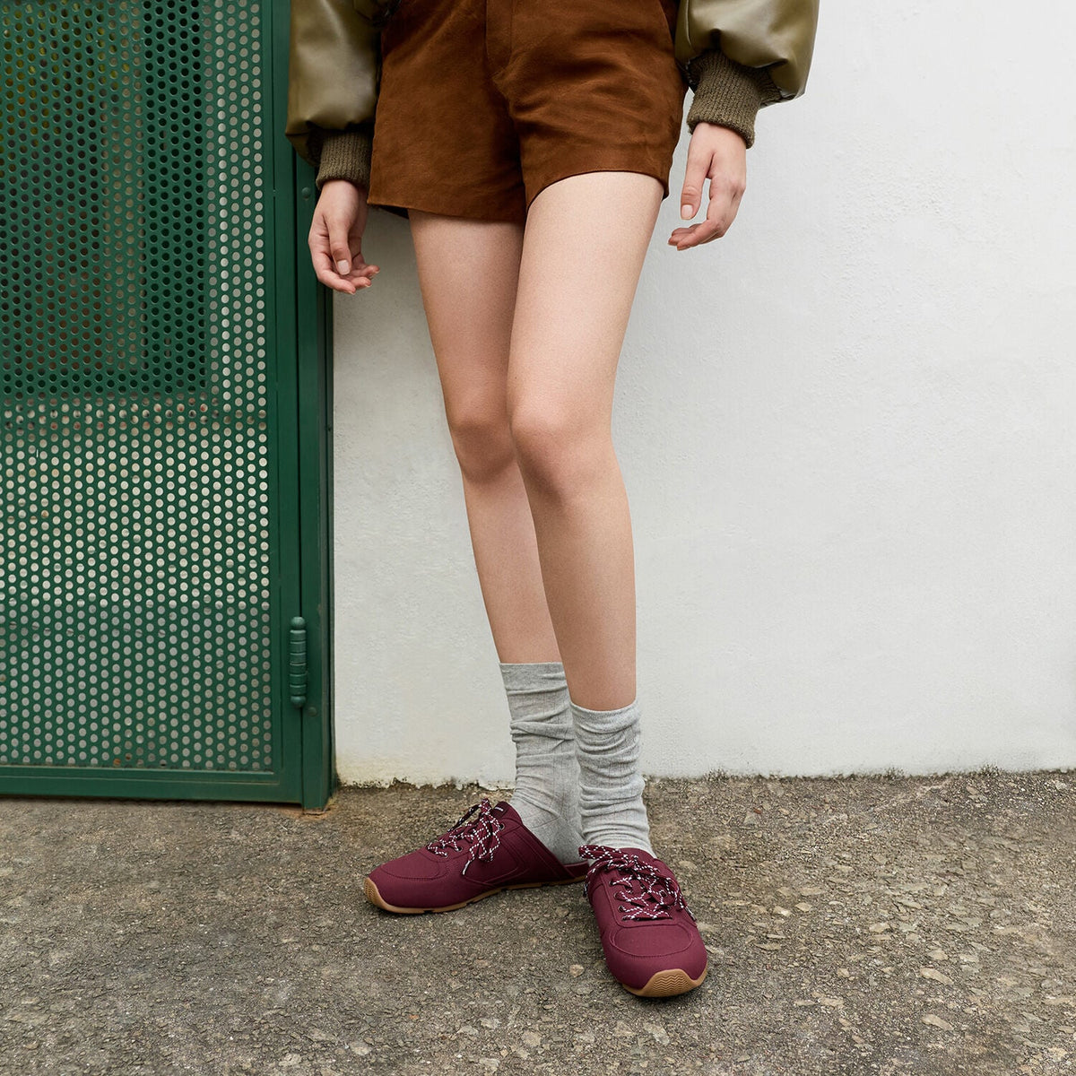 CHARLES & KEITH Smart Buy | Lace-Up Sneaker Mules - Burgundy