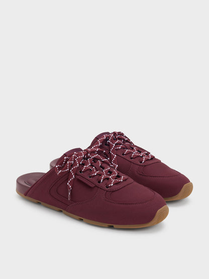 CHARLES & KEITH Smart Buy | Lace-Up Sneaker Mules - Burgundy
