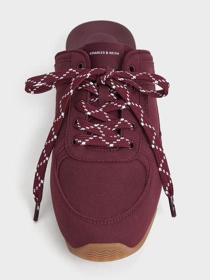 CHARLES & KEITH Smart Buy | Lace-Up Sneaker Mules - Burgundy