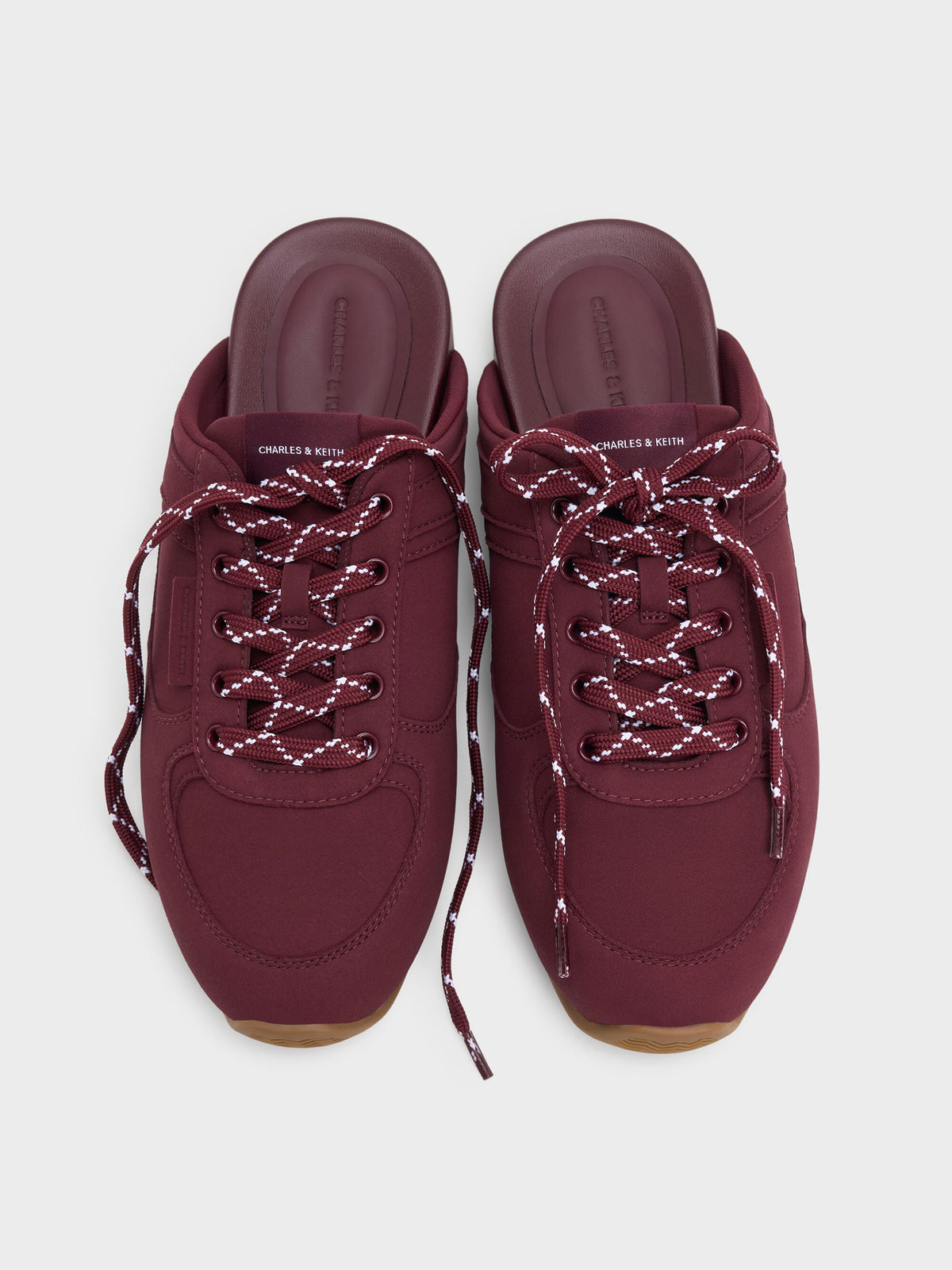 CHARLES & KEITH Smart Buy | Lace-Up Sneaker Mules - Burgundy