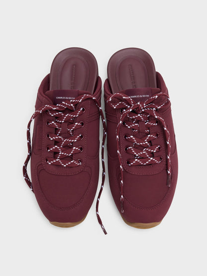 CHARLES & KEITH Smart Buy | Lace-Up Sneaker Mules - Burgundy