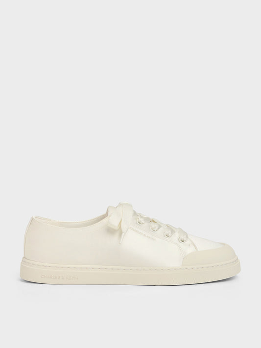 CHARLES & KEITH Essential | Satin Lace-Up Sneakers - White