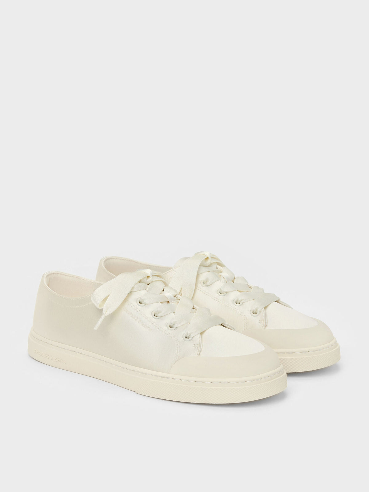 CHARLES & KEITH Essential | Satin Lace-Up Sneakers - White