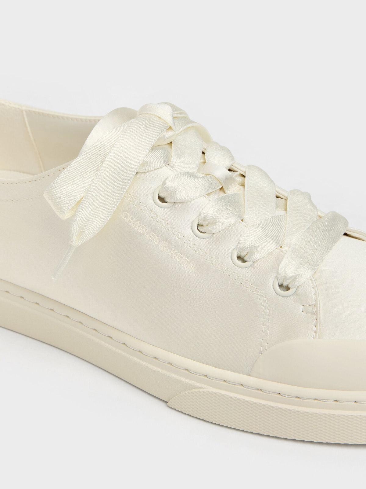 CHARLES & KEITH Essential | Satin Lace-Up Sneakers - White