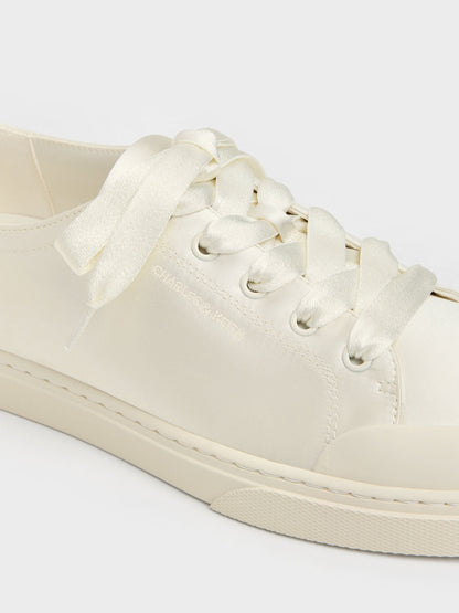 CHARLES & KEITH Essential | Satin Lace-Up Sneakers - White