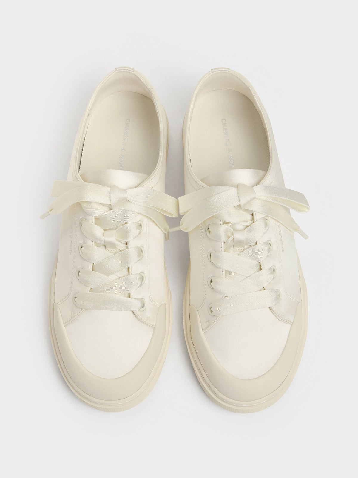 CHARLES & KEITH Essential | Satin Lace-Up Sneakers - White