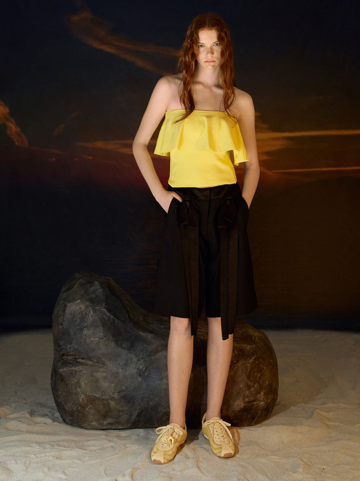 CHARLES & KEITH Everyday | Jace Crochet & Suede Flower Sneakers - Yellow