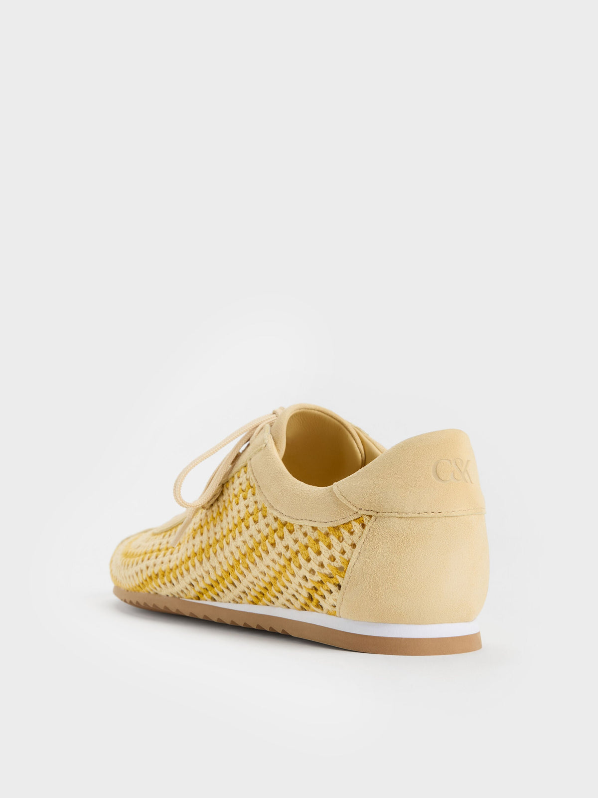 CHARLES & KEITH Everyday | Jace Crochet & Suede Flower Sneakers - Yellow