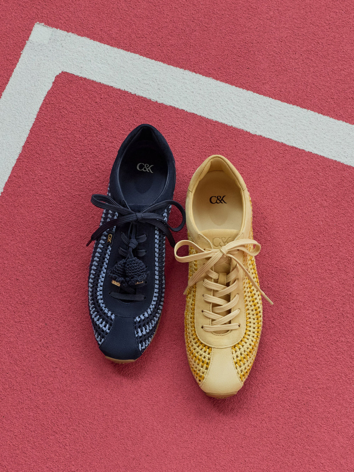 CHARLES & KEITH Everyday | Jace Crochet & Suede Flower Sneakers - Yellow