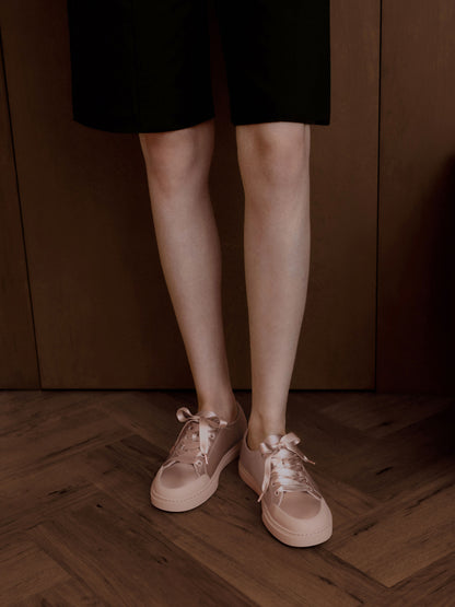 CHARLES & KEITH Recommended | Satin Lace-Up Sneakers - Light Pink