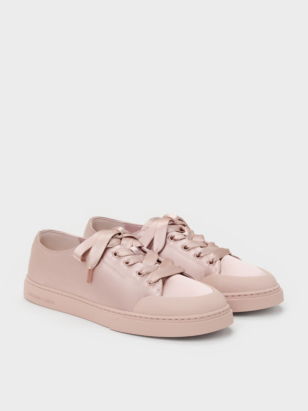 CHARLES & KEITH Recommended | Satin Lace-Up Sneakers - Light Pink