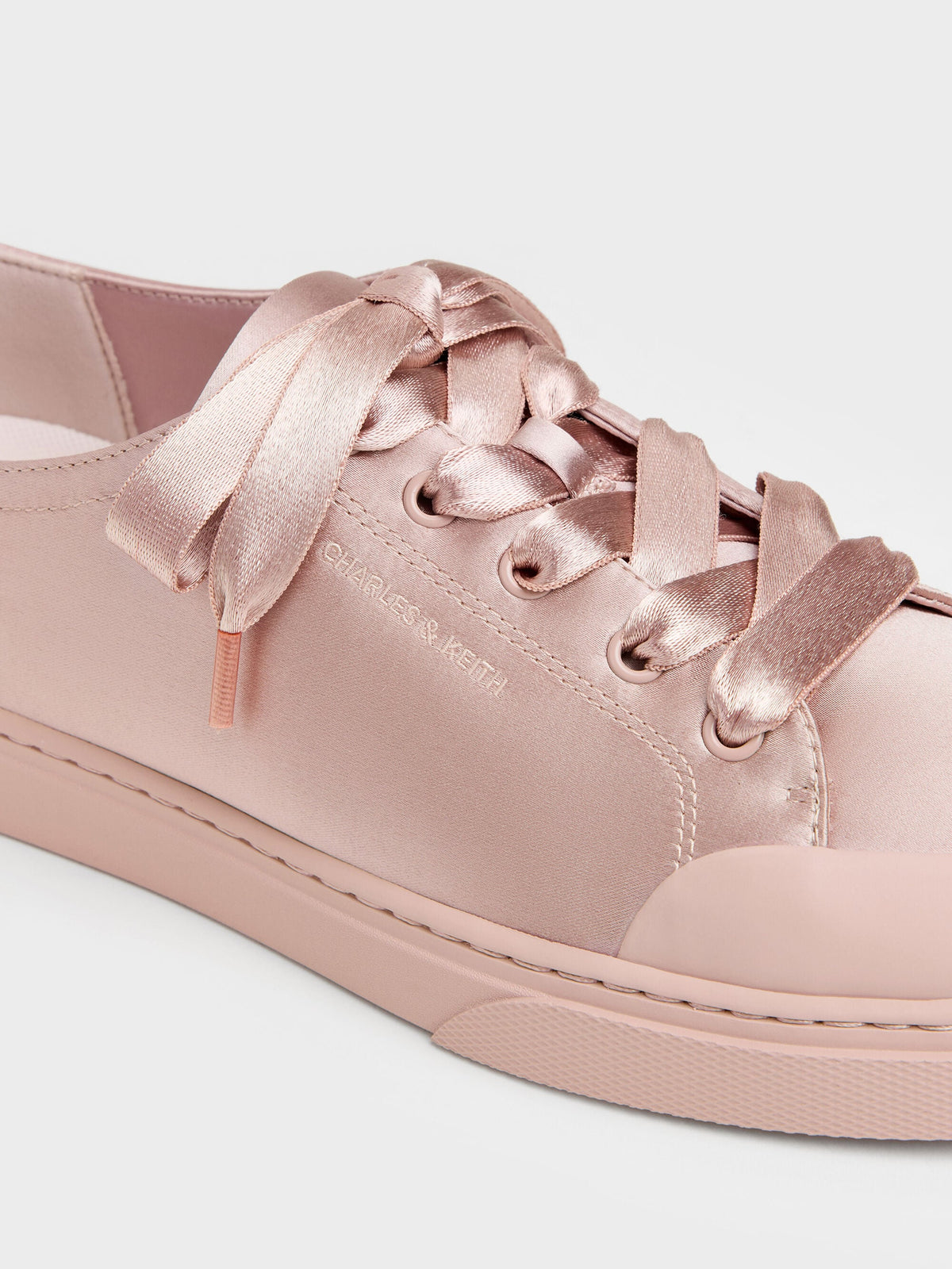 CHARLES & KEITH Recommended | Satin Lace-Up Sneakers - Light Pink