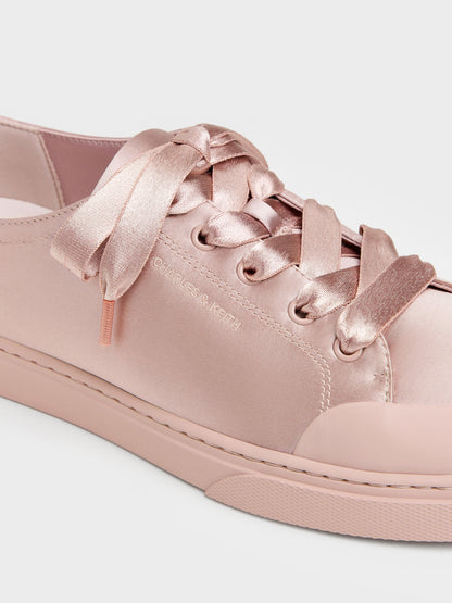 CHARLES & KEITH Recommended | Satin Lace-Up Sneakers - Light Pink