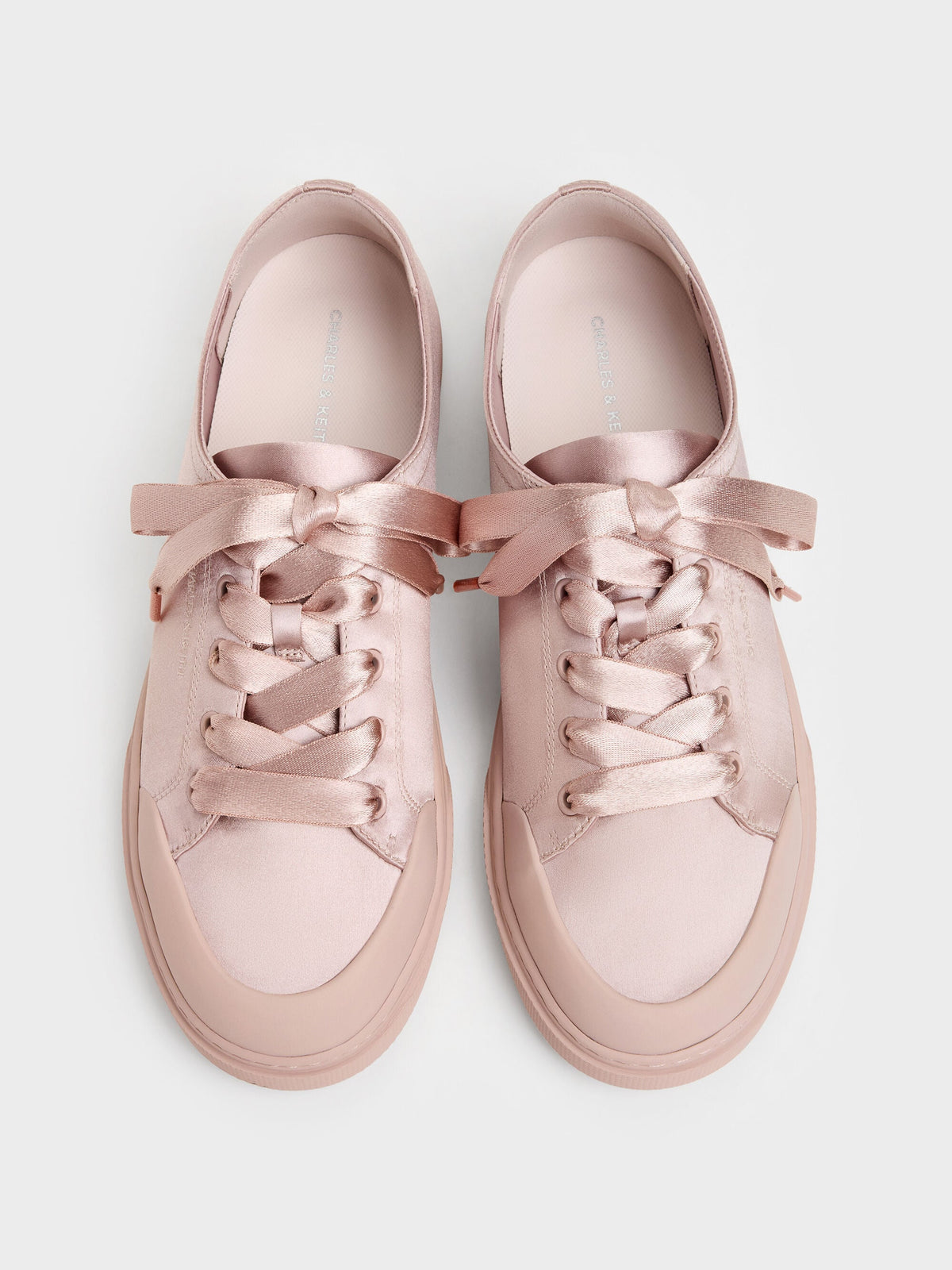 CHARLES & KEITH Recommended | Satin Lace-Up Sneakers - Light Pink
