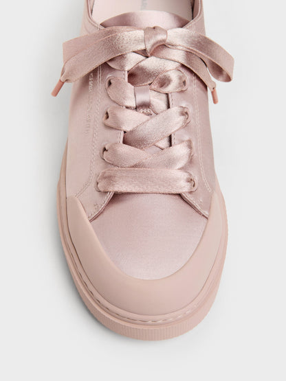 CHARLES & KEITH Recommended | Satin Lace-Up Sneakers - Light Pink