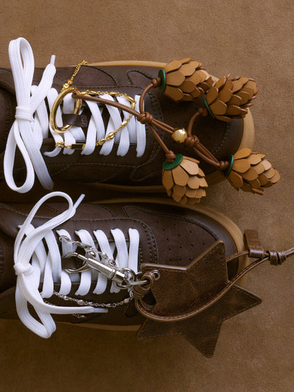 CHARLES & KEITH Quality | Faux Suede Platform Sneakers - Dark Brown Textured