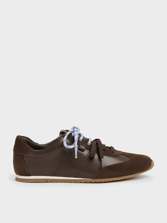 CHARLES & KEITH Recommended | Jace Leather & Suede Sneakers - Dark Brown