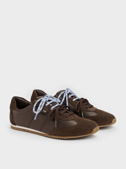 CHARLES & KEITH Recommended | Jace Leather & Suede Sneakers - Dark Brown