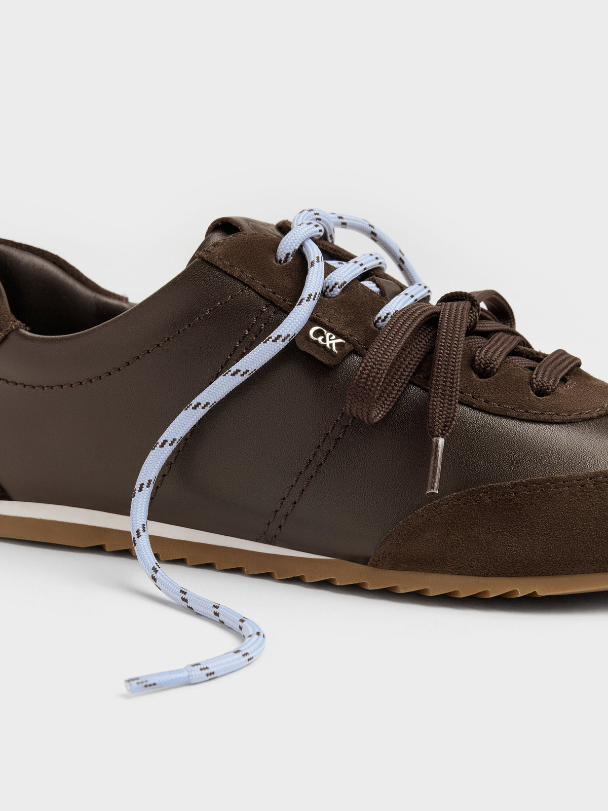 CHARLES & KEITH Recommended | Jace Leather & Suede Sneakers - Dark Brown