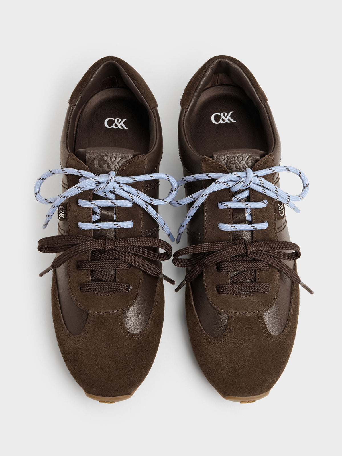 CHARLES & KEITH Recommended | Jace Leather & Suede Sneakers - Dark Brown