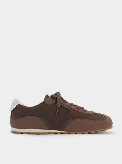 CHARLES & KEITH Best Price | Nylon Contrast-Panel Sneakers - Dark Brown Textured
