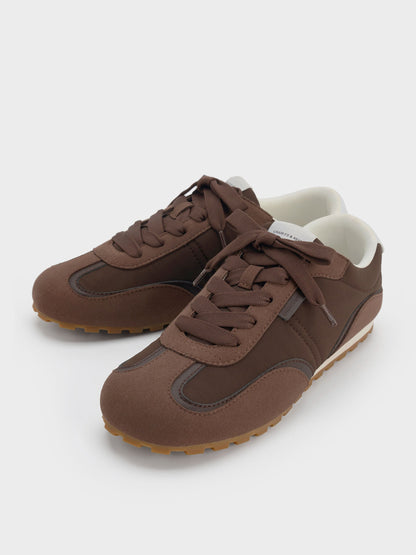 CHARLES & KEITH Best Price | Nylon Contrast-Panel Sneakers - Dark Brown Textured