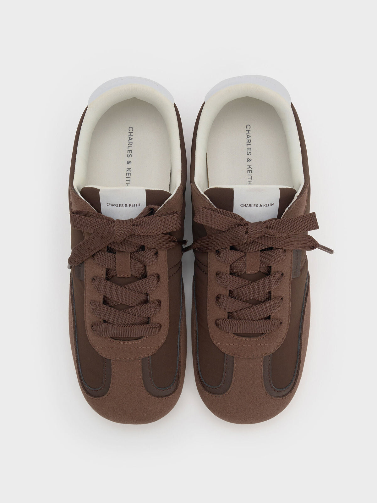 CHARLES & KEITH Best Price | Nylon Contrast-Panel Sneakers - Dark Brown Textured