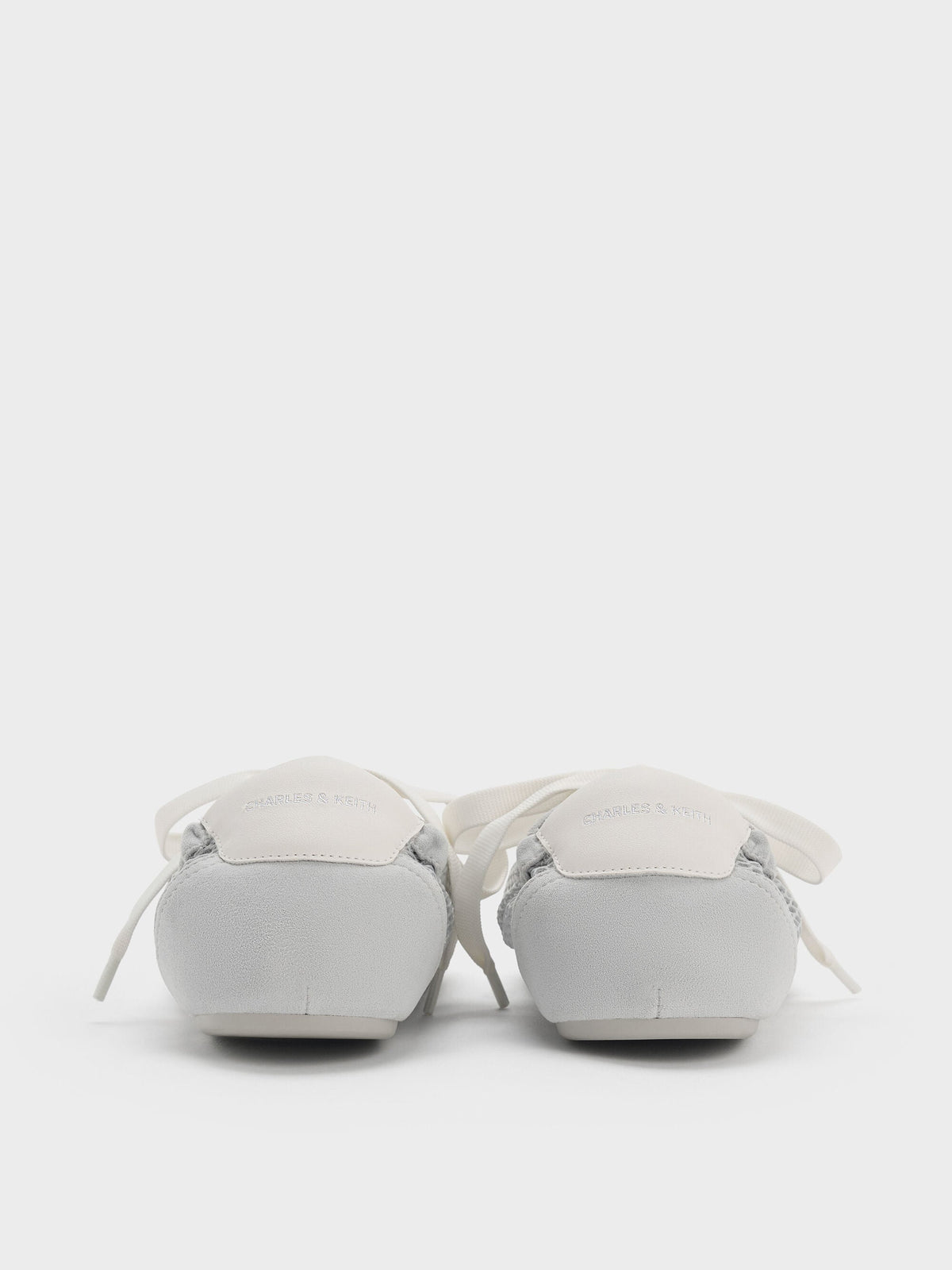 CHARLES & KEITH Premium | Cece Mesh Ruched Bow Ballet Sneakers - Light Grey