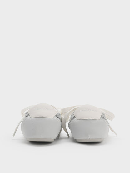 CHARLES & KEITH Premium | Cece Mesh Ruched Bow Ballet Sneakers - Light Grey