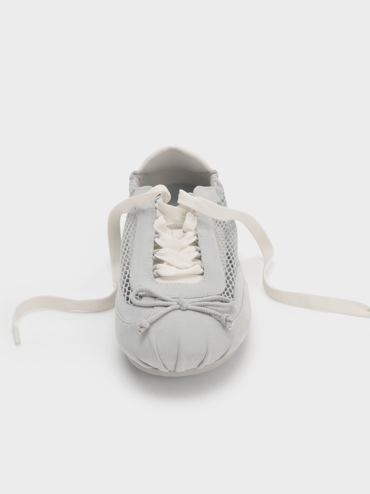 CHARLES & KEITH Premium | Cece Mesh Ruched Bow Ballet Sneakers - Light Grey