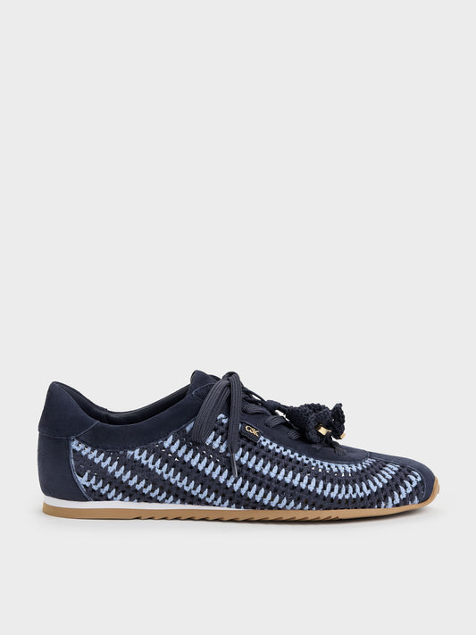 CHARLES & KEITH Classic | Jace Crochet & Suede Flower Sneakers - Blue
