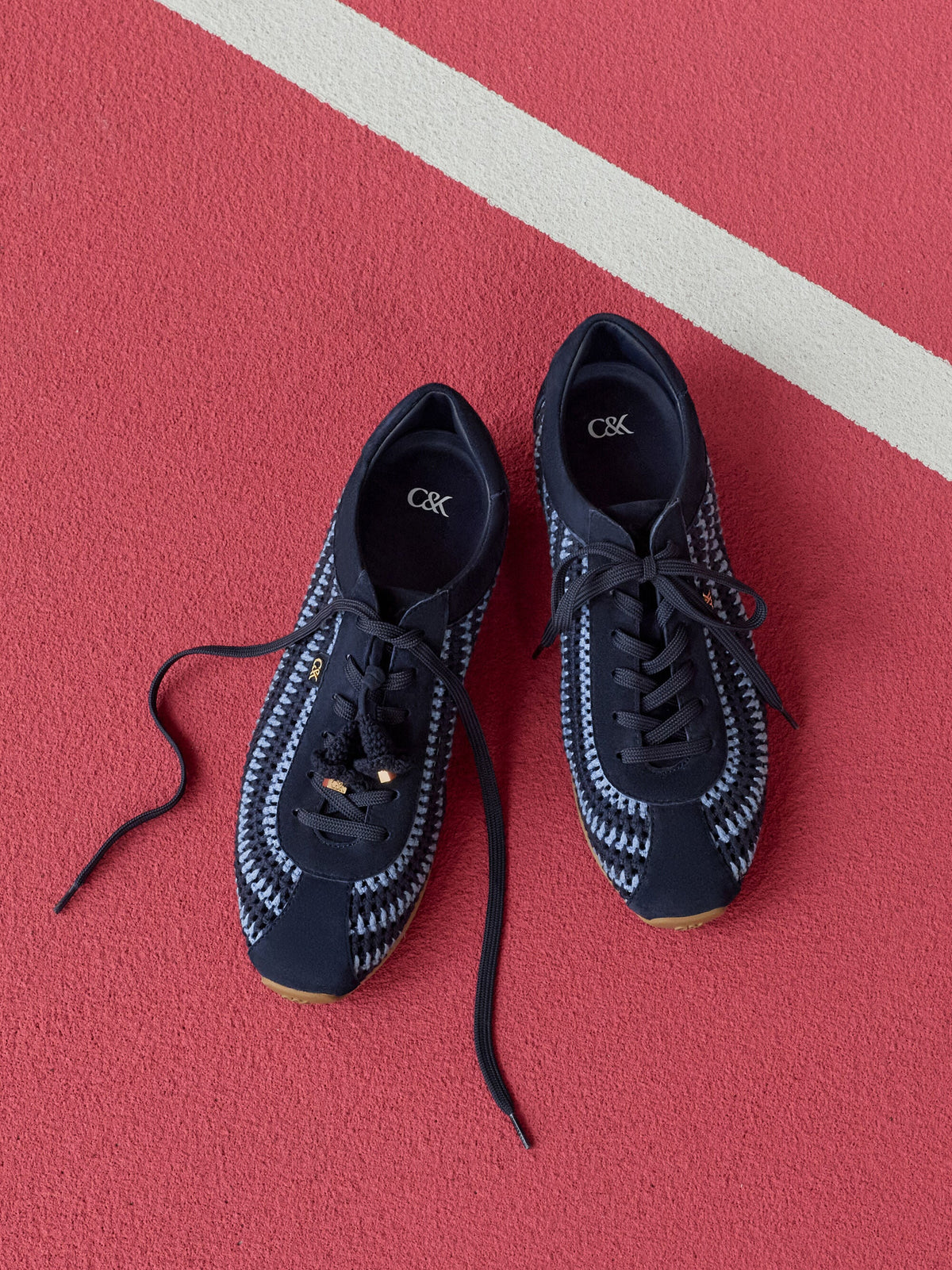 CHARLES & KEITH Classic | Jace Crochet & Suede Flower Sneakers - Blue